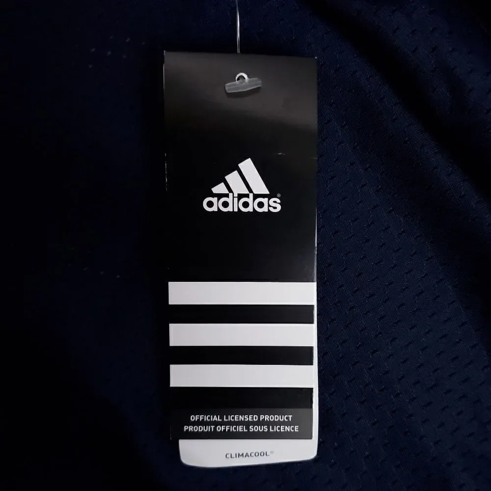 Adidas blue and white mesh long football jersey M